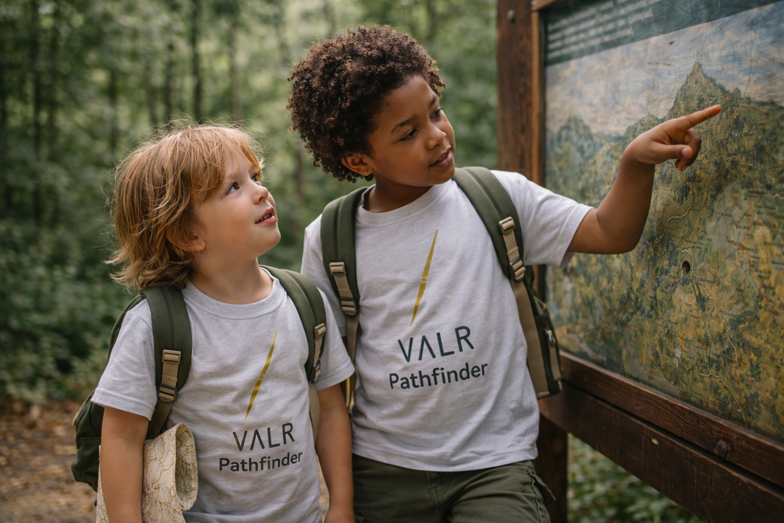 Explorer discovering a landmark