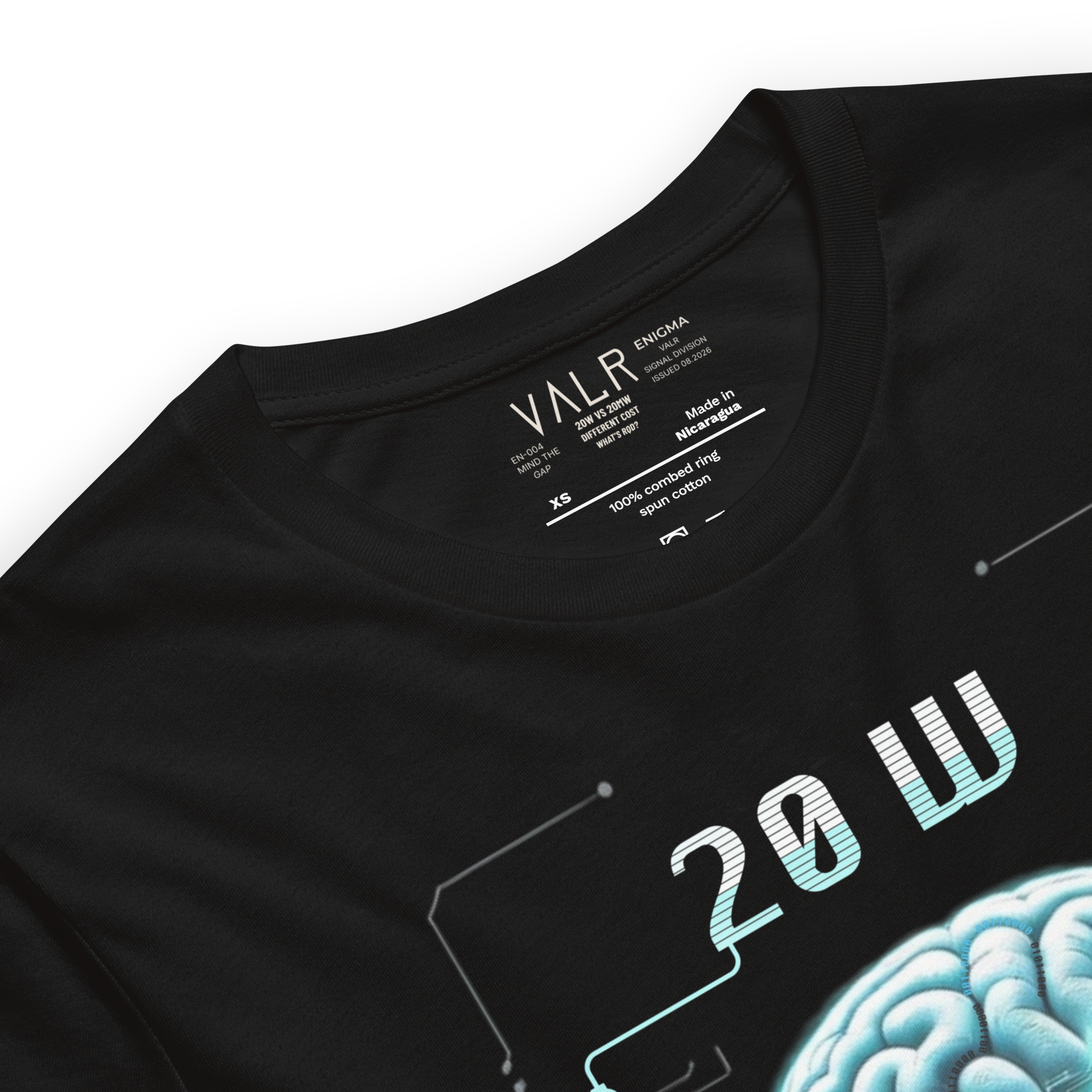 EN-004 neck label detail, Cipher Black